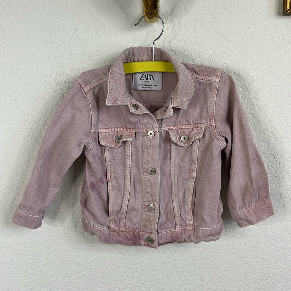 Zara Over Dyed Pink Denim Jean Jacket